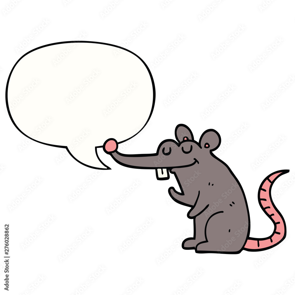 Obraz premium cartoon rat and speech bubble
