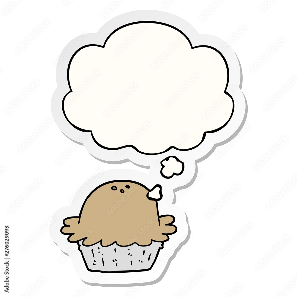 cartoon pie and thought bubble as a printed sticker cartoon pie and thought bubble as a printed sticker
