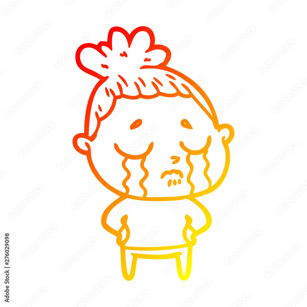 warm gradient line drawing cartoon crying woman warm gradient line drawing cartoon crying woman