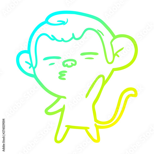 cold gradient line drawing cartoon suspicious monkey
