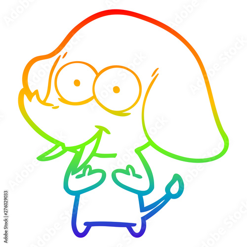 rainbow gradient line drawing happy cartoon elephant