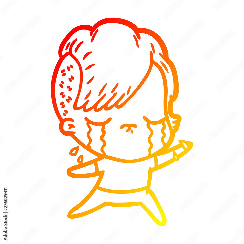 warm gradient line drawing cartoon crying girl warm gradient line drawing cartoon crying girl