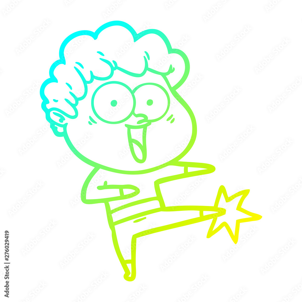 cold gradient line drawing cartoon happy man cold gradient line drawing cartoon happy man