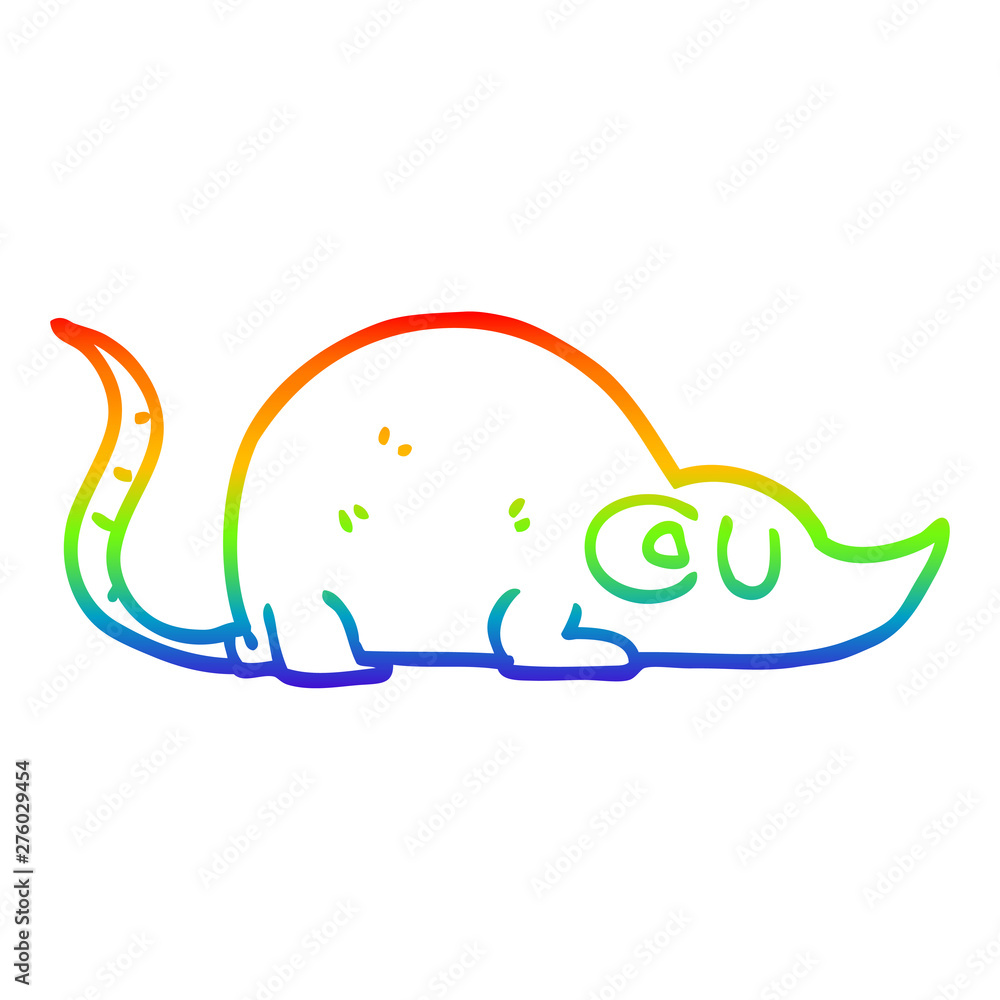 rainbow gradient line drawing cartoon mouse