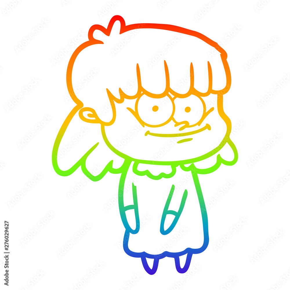rainbow gradient line drawing cartoon smiling woman rainbow gradient line drawing cartoon smiling woman