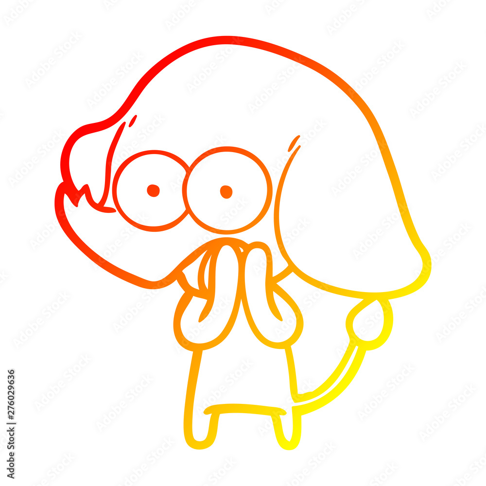 Obraz premium warm gradient line drawing cute cartoon elephant