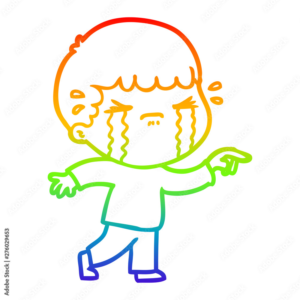 rainbow gradient line drawing cartoon man crying rainbow gradient line drawing cartoon man crying