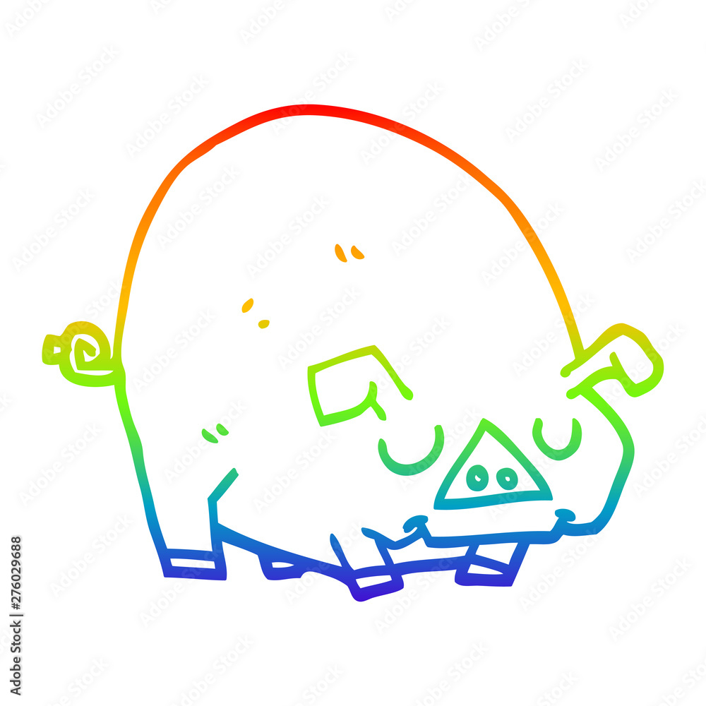 rainbow gradient line drawing cartoon fat pig rainbow gradient line drawing cartoon fat pig