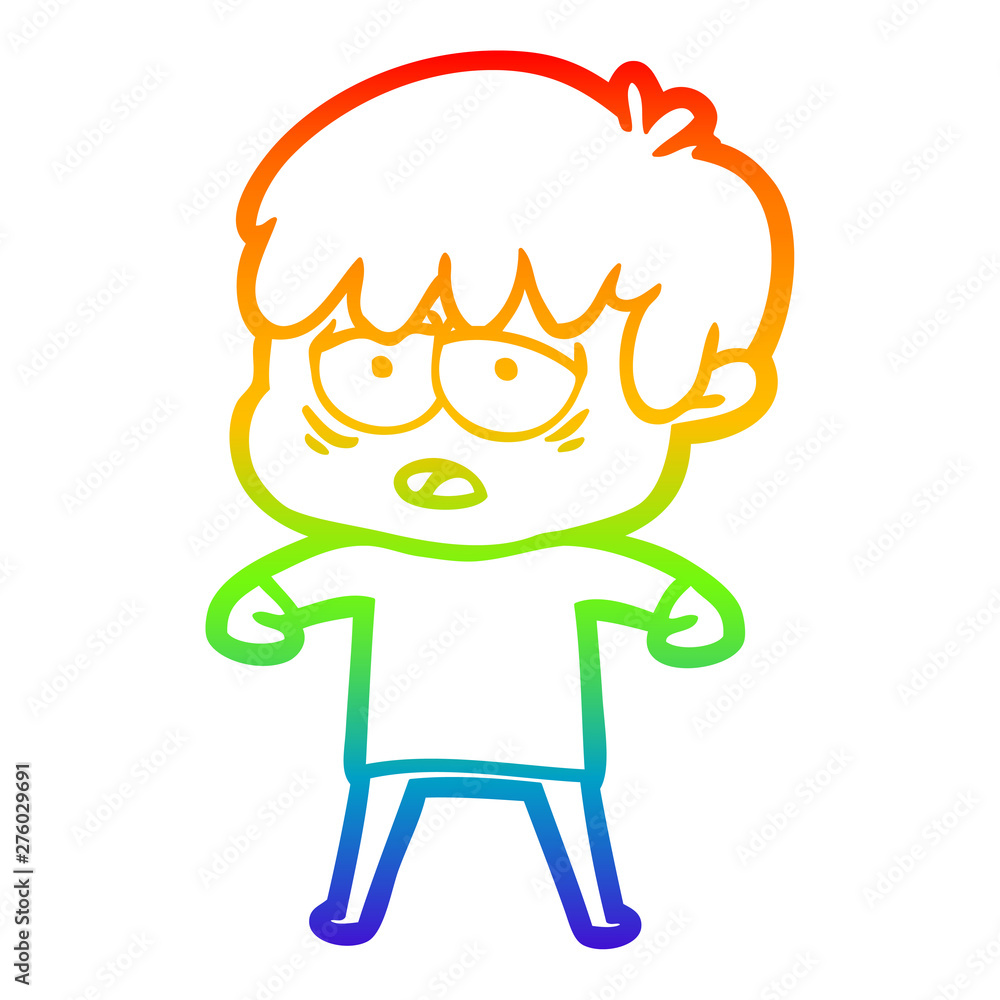 rainbow gradient line drawing cartoon exhausted boy rainbow gradient line drawing cartoon exhausted boy