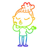 rainbow gradient line drawing cartoon calm woman