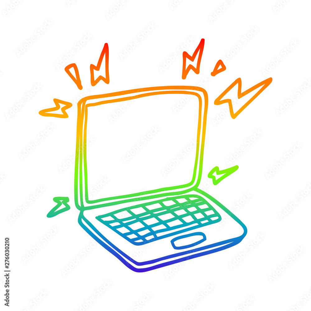 rainbow gradient line drawing cartoon laptop computer rainbow gradient line drawing cartoon laptop computer