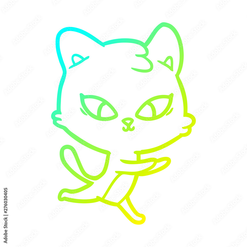 cold gradient line drawing cute cartoon cat cold gradient line drawing cute cartoon cat