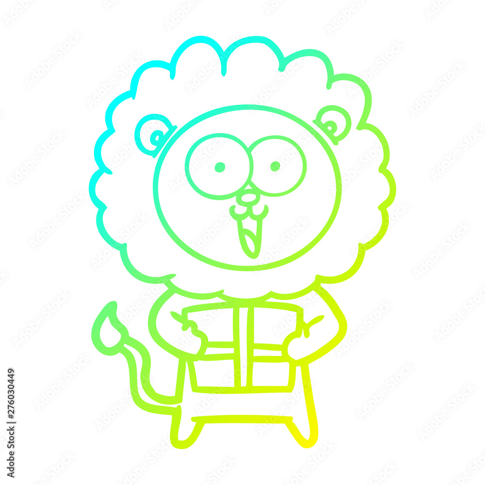 cold gradient line drawing happy cartoon lion cold gradient line drawing happy cartoon lion
