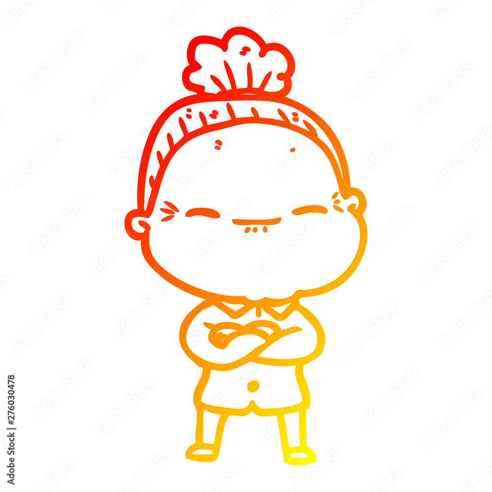 warm gradient line drawing cartoon peaceful old woman warm gradient line drawing cartoon peaceful old woman