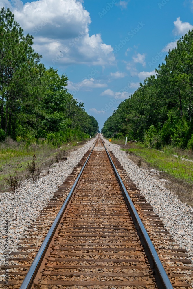 Fototapeta premium Train tracks going off into the distance.