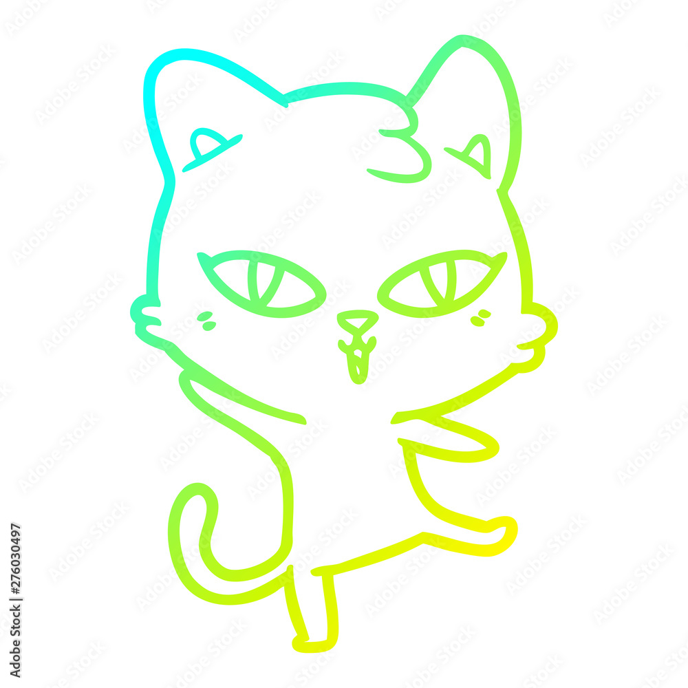 Obraz premium cold gradient line drawing cartoon cat