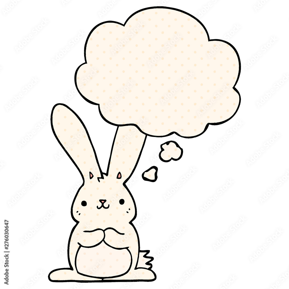 cartoon rabbit and thought bubble in comic book style cartoon rabbit and thought bubble in comic book style