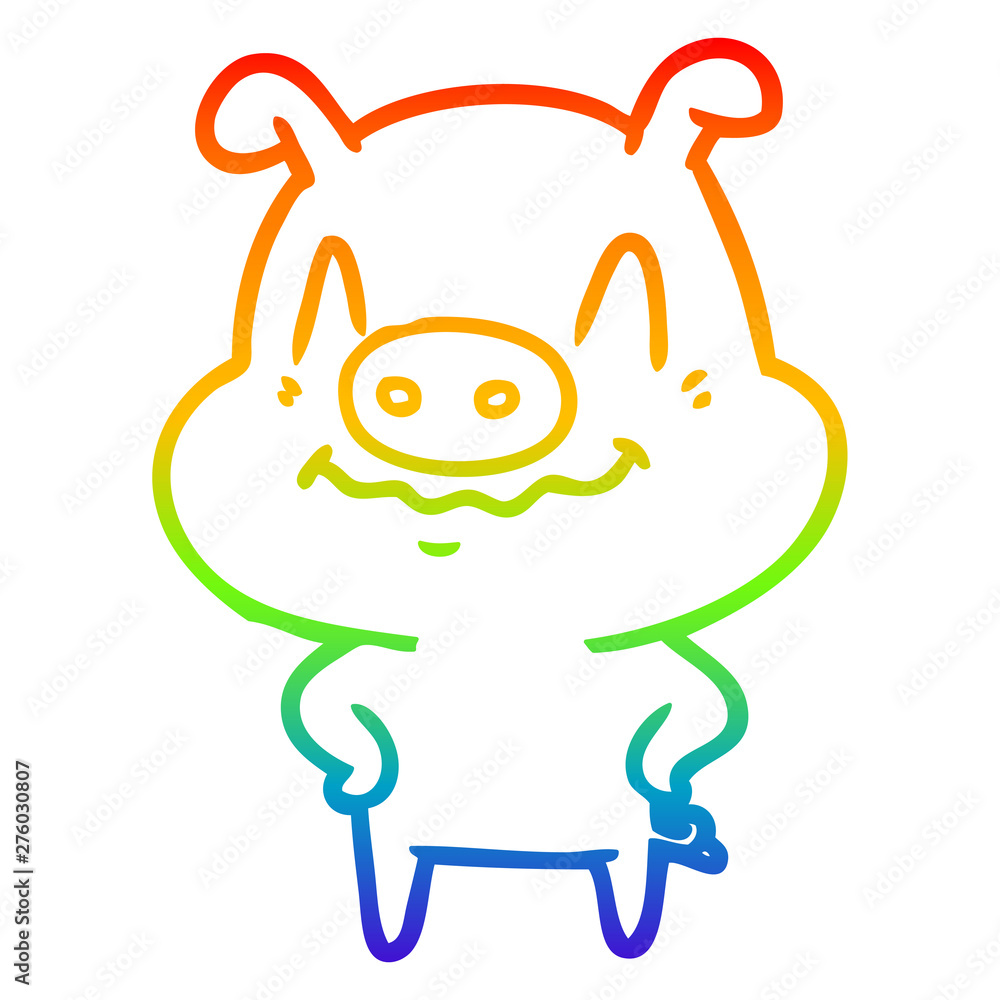 rainbow gradient line drawing nervous cartoon pig rainbow gradient line drawing nervous cartoon pig