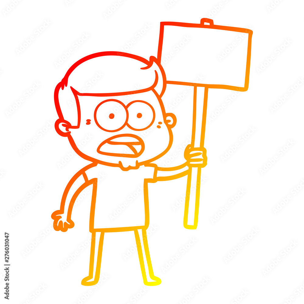 warm gradient line drawing cartoon shocked man warm gradient line drawing cartoon shocked man