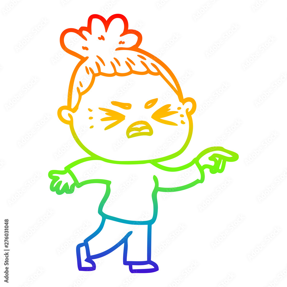rainbow gradient line drawing cartoon angry woman rainbow gradient line drawing cartoon angry woman