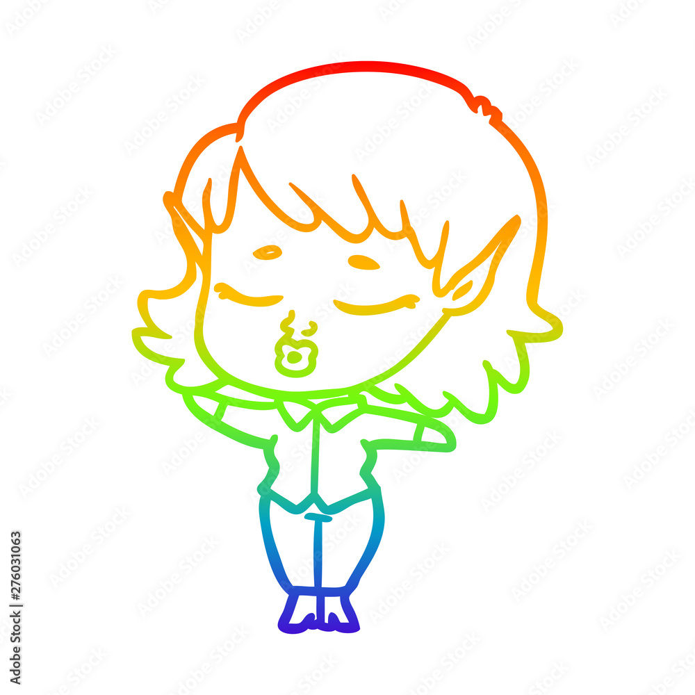 rainbow gradient line drawing pretty cartoon elf girl rainbow gradient line drawing pretty cartoon elf girl