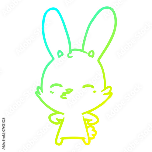 cold gradient line drawing curious bunny cartoon