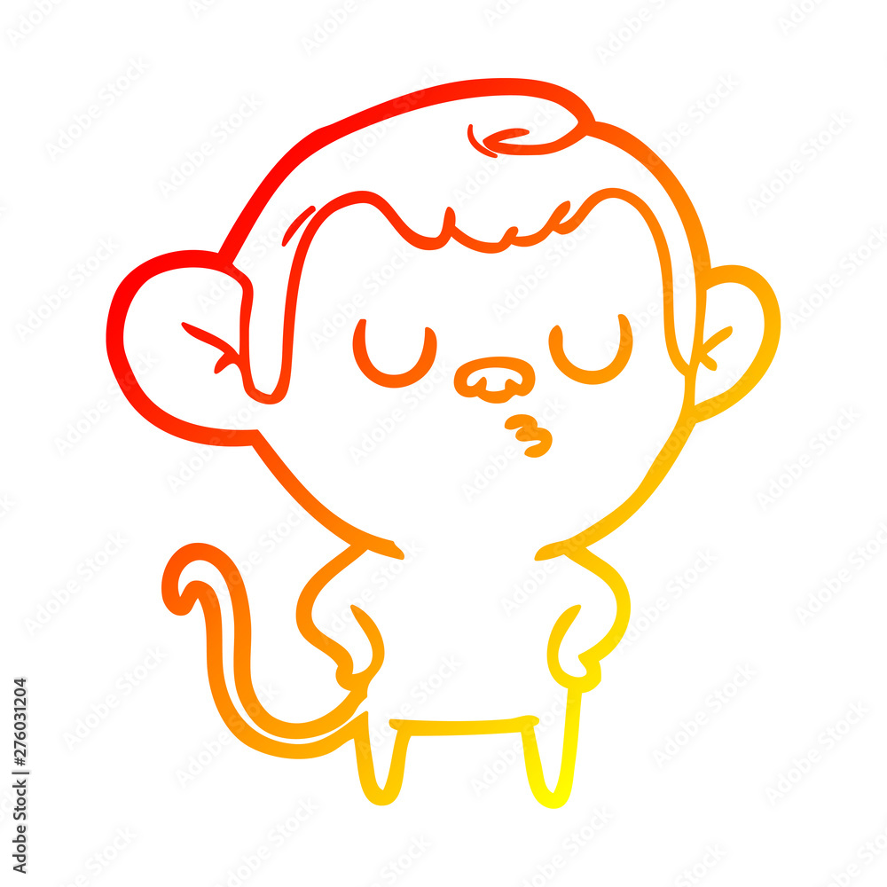 warm gradient line drawing cartoon monkey warm gradient line drawing cartoon monkey