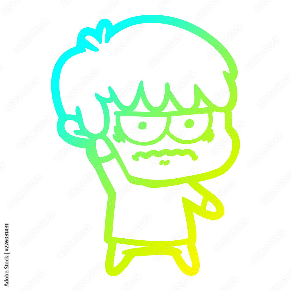 cold gradient line drawing annoyed cartoon boy cold gradient line drawing annoyed cartoon boy