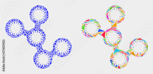 Microbes collage icon of triangle items which have variable sizes and shapes and colors. Geometric abstract vector illustration of microbes.