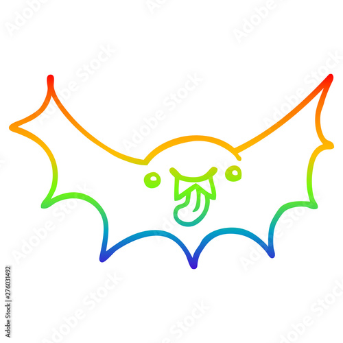 rainbow gradient line drawing cartoon vampire bat