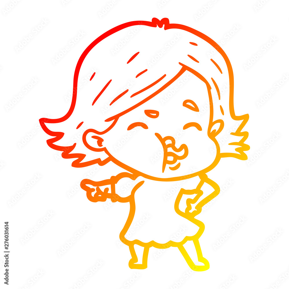 warm gradient line drawing cartoon girl pulling face warm gradient line drawing cartoon girl pulling face