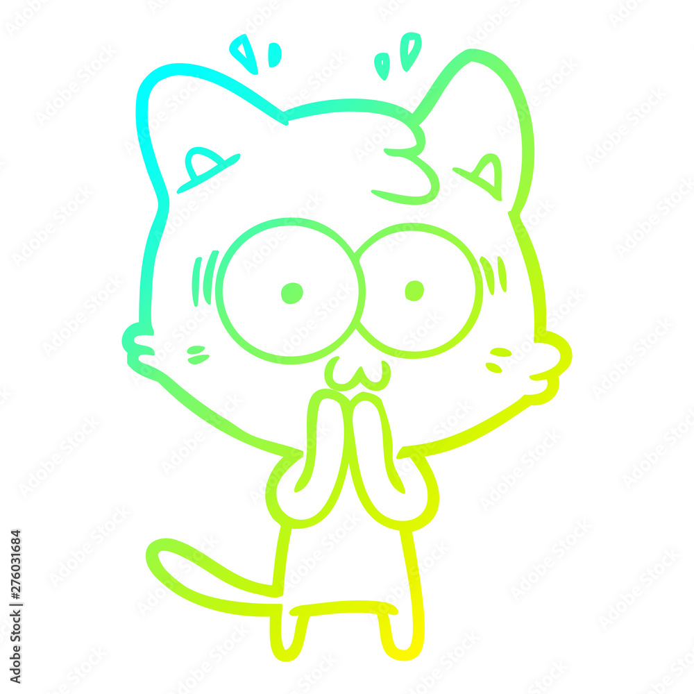 cold gradient line drawing cartoon surprised cat cold gradient line drawing cartoon surprised cat