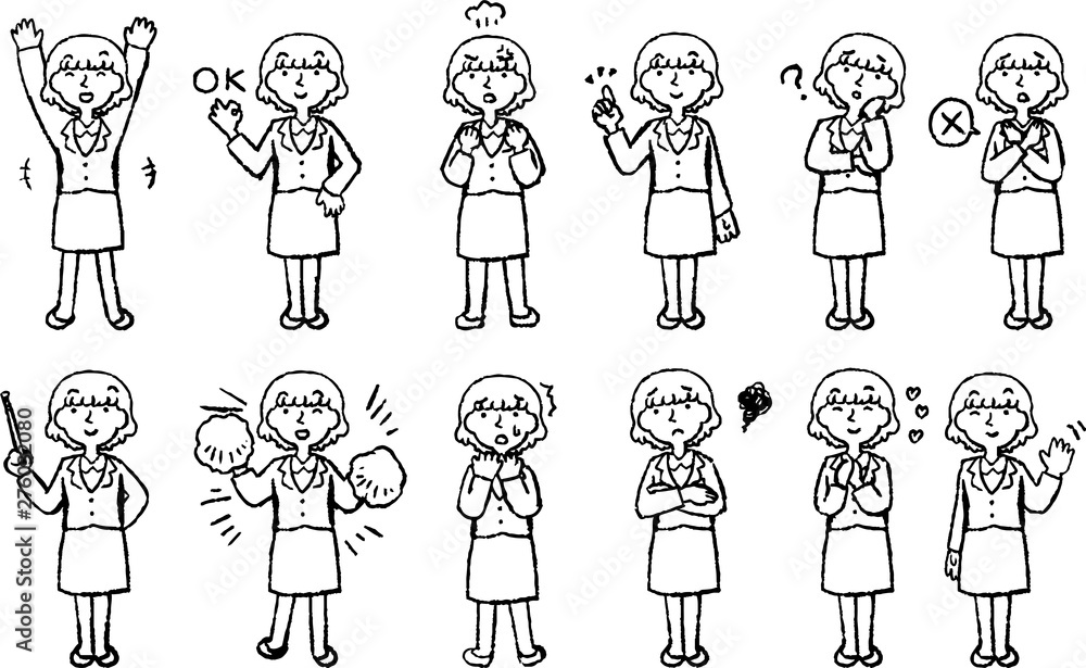 Monochrome Illustration of a Business woman face and pose Monochrome Illustration of a Business woman face and pose