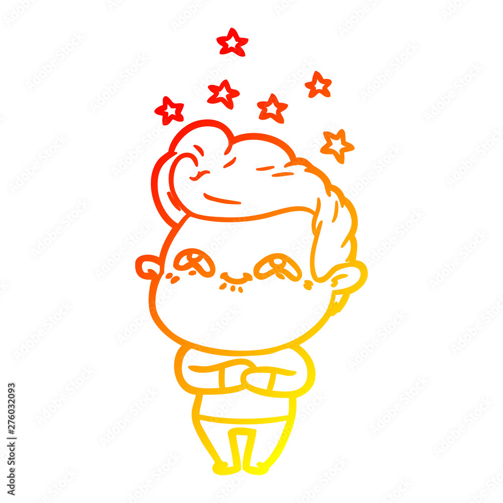 warm gradient line drawing cartoon excited man warm gradient line drawing cartoon excited man