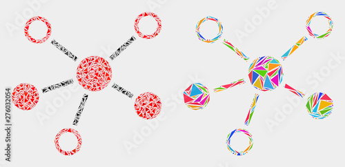 Connections collage icon of triangle elements which have different sizes and shapes and colors. Geometric abstract vector design concept of connections.