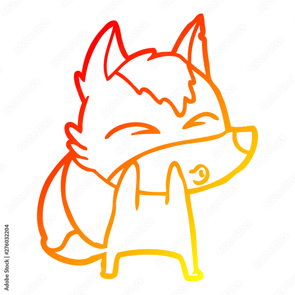 warm gradient line drawing cartoon wolf whistling warm gradient line drawing cartoon wolf whistling