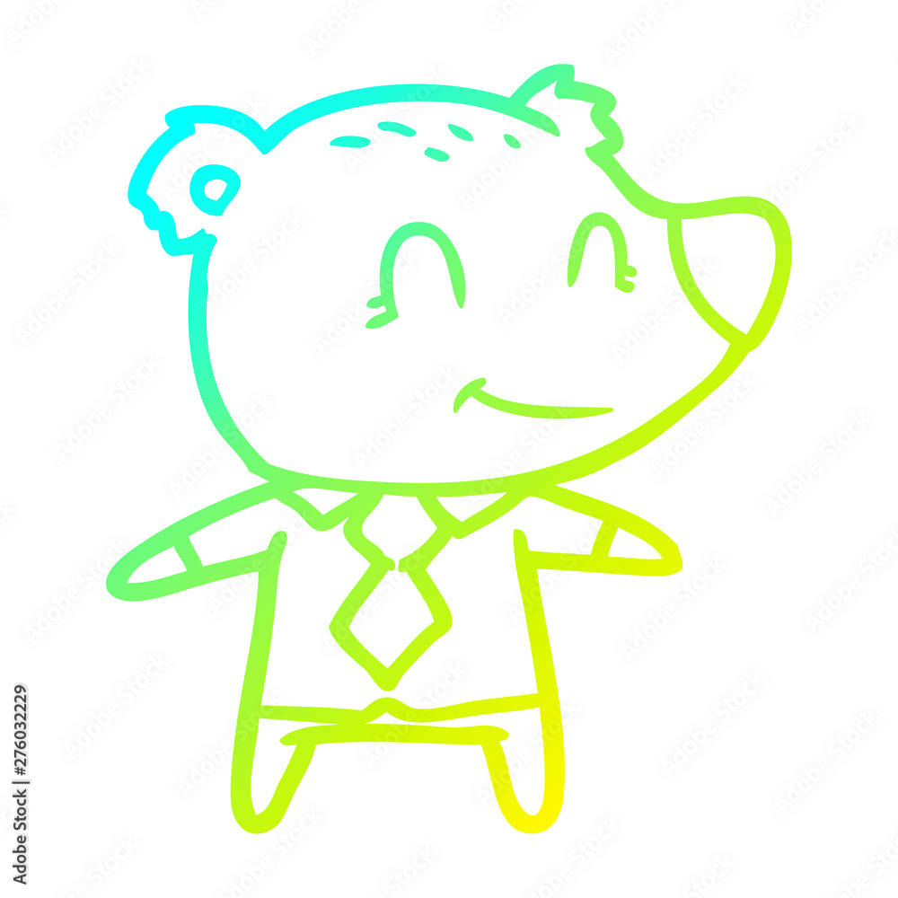 cold gradient line drawing cartoon bear in shirt and tie cold gradient line drawing cartoon bear in shirt and tie