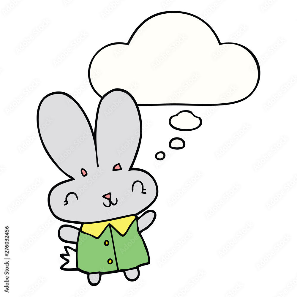 cute cartoon tiny rabbit and thought bubble cute cartoon tiny rabbit and thought bubble