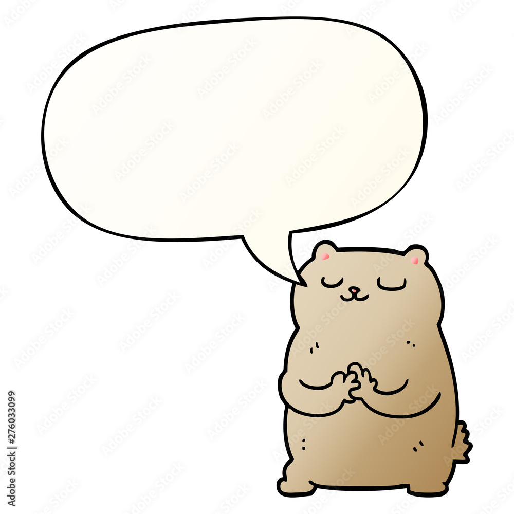cartoon bear and speech bubble in smooth gradient style cartoon bear and speech bubble in smooth gradient style