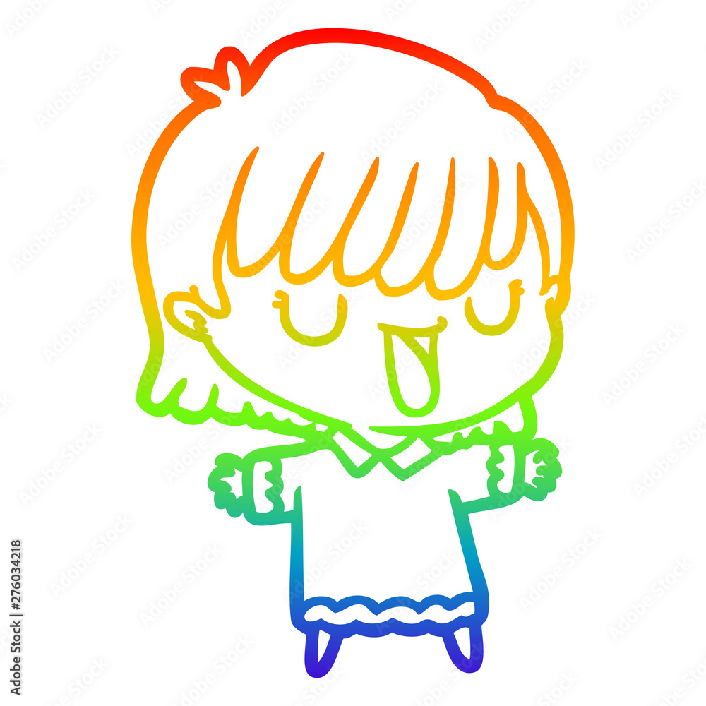 rainbow gradient line drawing cartoon woman rainbow gradient line drawing cartoon woman