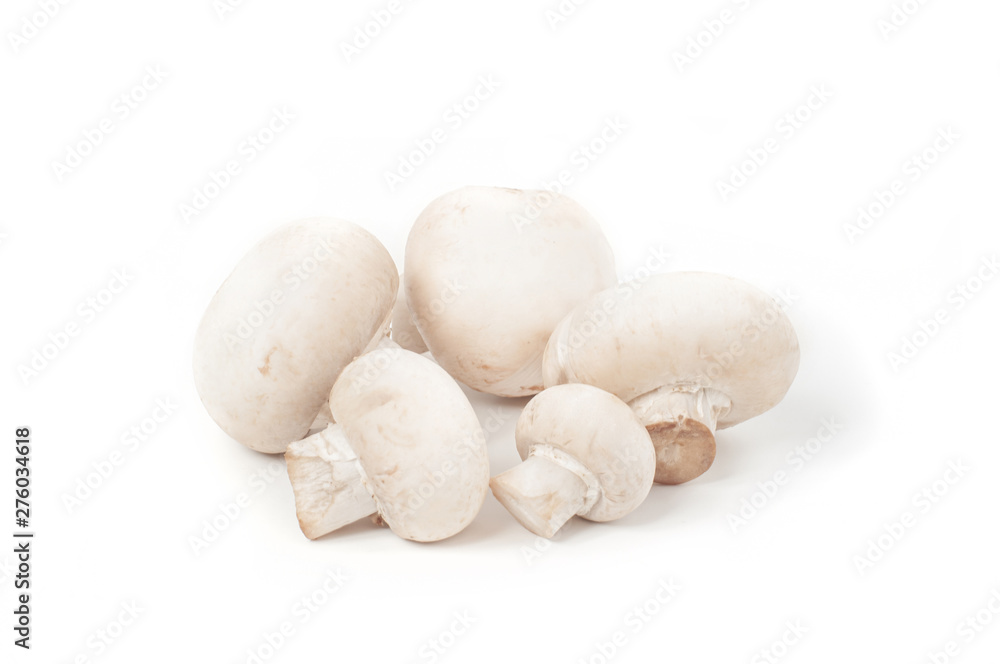 Fresh champignon mushrooms on white background Fresh champignon mushrooms on white background