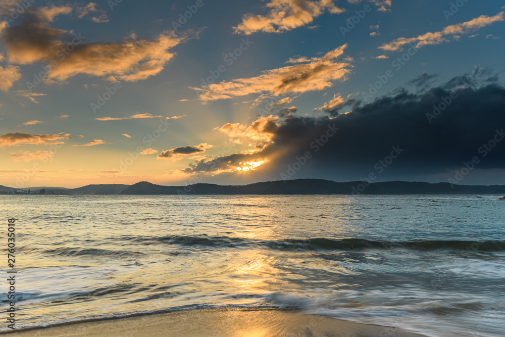 High Tide Swells Up Sunrise Seascape