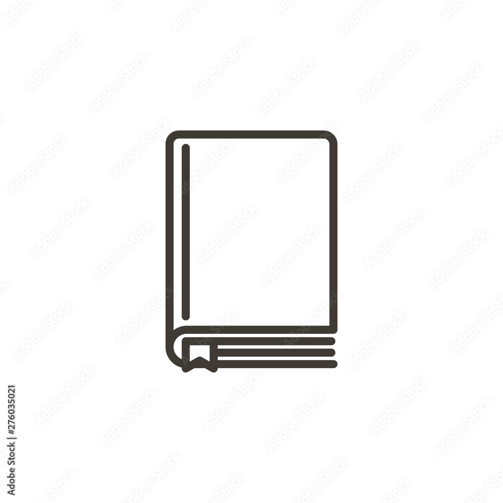 Closed book with a bookmark icon. Vector outline illustration. Closed book with a bookmark icon. Vector outline illustration.