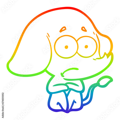 rainbow gradient line drawing cartoon unsure elephant