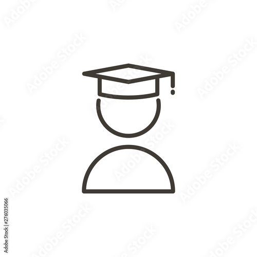 Student with academic cap icon. Modern trendy thin line icon related with education and knowledge