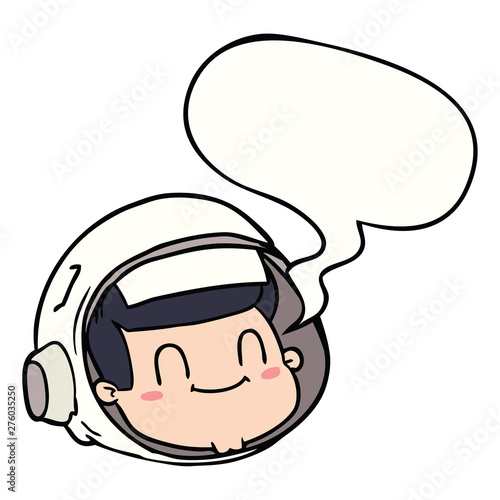 cartoon astronaut face and speech bubble