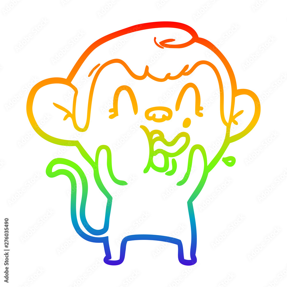 rainbow gradient line drawing crazy cartoon monkey rainbow gradient line drawing crazy cartoon monkey