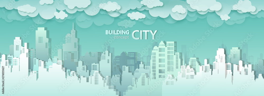Fototapeta premium Vector modern city buildings skyline of downtown.