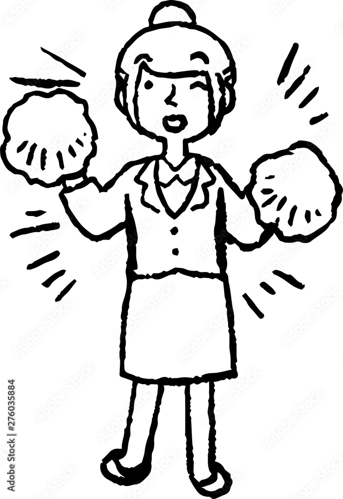 Monochrome Illustration of a job-hunting girl student face and pose Monochrome Illustration of a job-hunting girl student face and pose