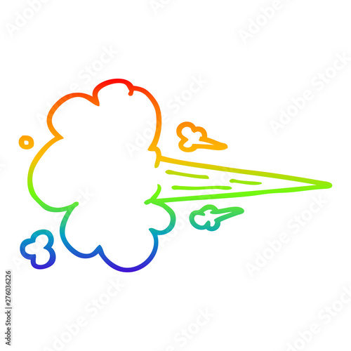 rainbow gradient line drawing cartoon whooshing cloud